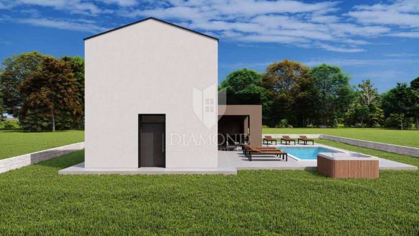 Poreč, surroundings, modern villa with swimming pool in nature