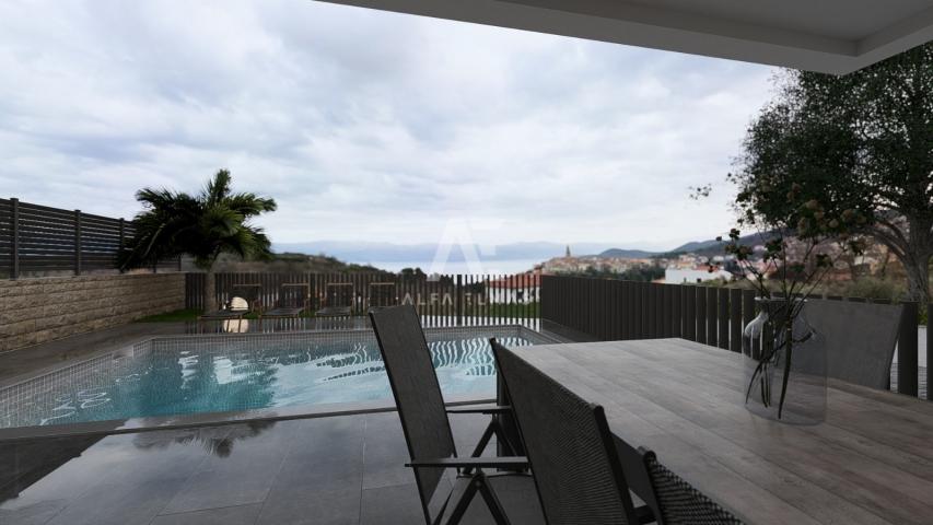 Vrbnik, luksuzni apartman s bazenom i pogledom na more! ID 643