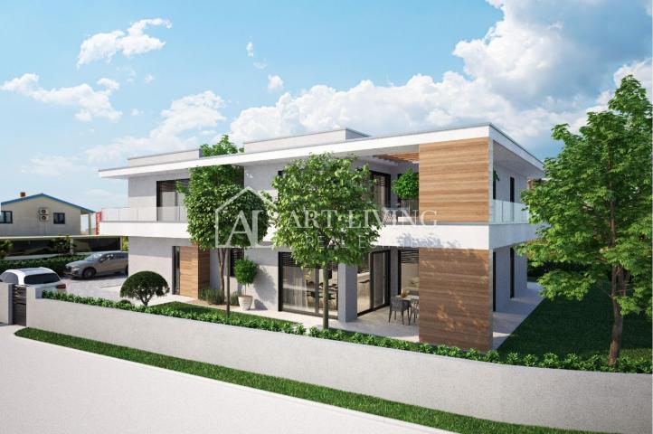 Istra, Umag - moderna dvojnica sa bazenom, 500 m od mora, NOVOGRADNJA