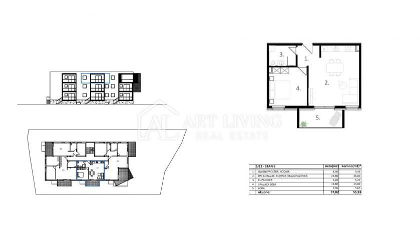 Vodice - moderan jednosobni stan u novogradnji, 56m2, 500 m od mora
