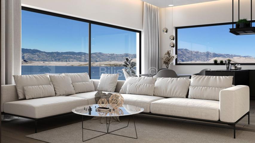 Prodaja, Pag, novogradnja, trosoban penthouse, prvi red do mora