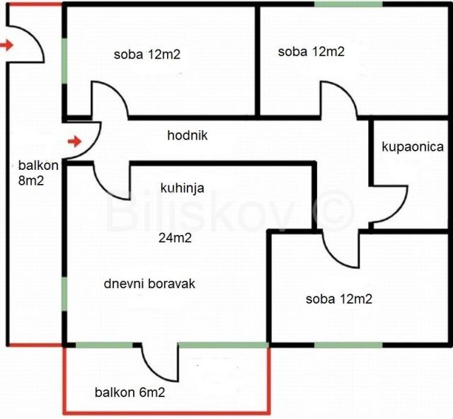 Brač, Splitska 3soban stan 91 m2, parking12 m2