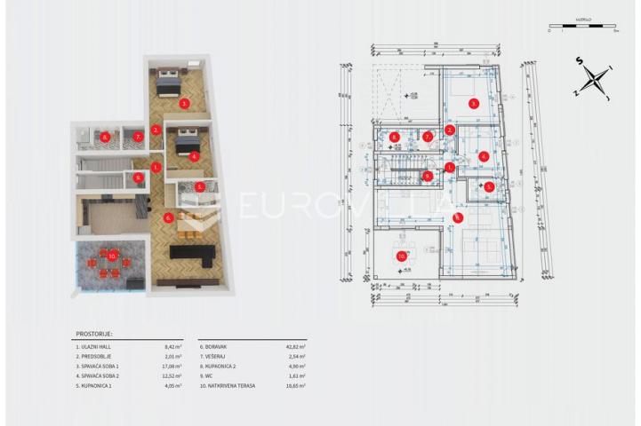 Vodice, NOVOGRADNJA, moderan dvosoban penthouse, 115,77 m²