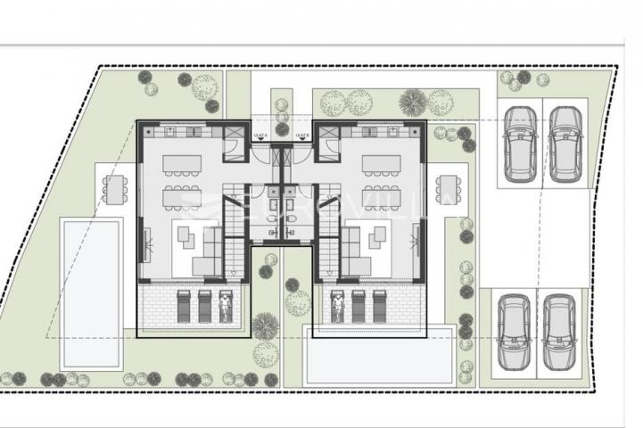 Medulin, moderna dvojna kuća oznake B - 120 m2 sa zelenom površinom  od 250 m2