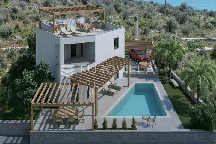 Rogoznica, vila s bazenom i pogledom na more, 168 m²