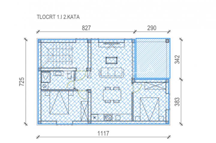 Zadar, Vir, Apartman S2 na prvom katu površine od 59 m²
