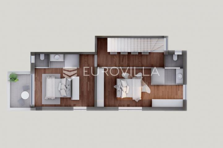 Zadar, Bibinje - Elegantni troetažni stan s panoramskom terasom i bazenom na 80m od mora