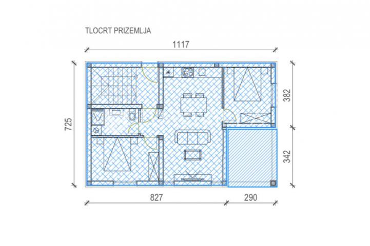 Zadar, Vir, Apartman S1 u prizemlju površine 59 m² s privatnim vrtom