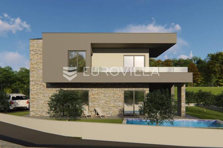 Istra, Peruški, novogradnja kuće s bazenom