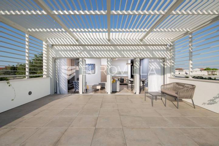 Istra, Umag, penthouse opremljen apartman, terasa, pogled na more D30
