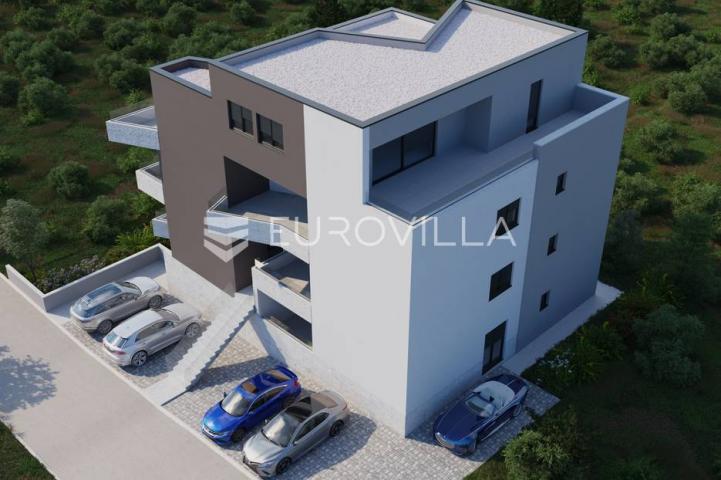 Pag, Mandre, Trosoban stan 75 m² na 3. katu sa terasom 44 m², NOVOGRADNJA