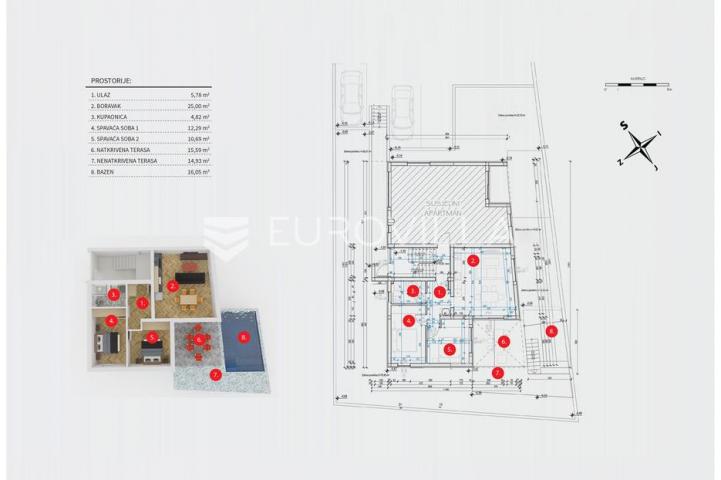 Vodice, NOVOGRADNJA, moderan dvosoban stan s bazenom, 90,13 m²
