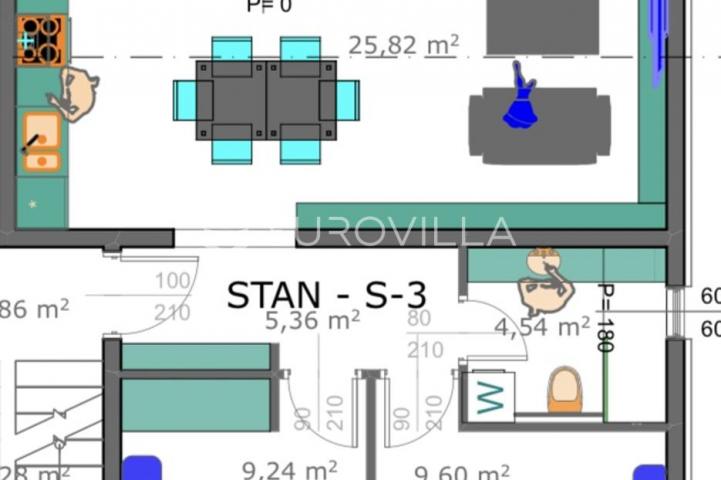 Pag, Šimuni, dvosoban stan drugi red do mora