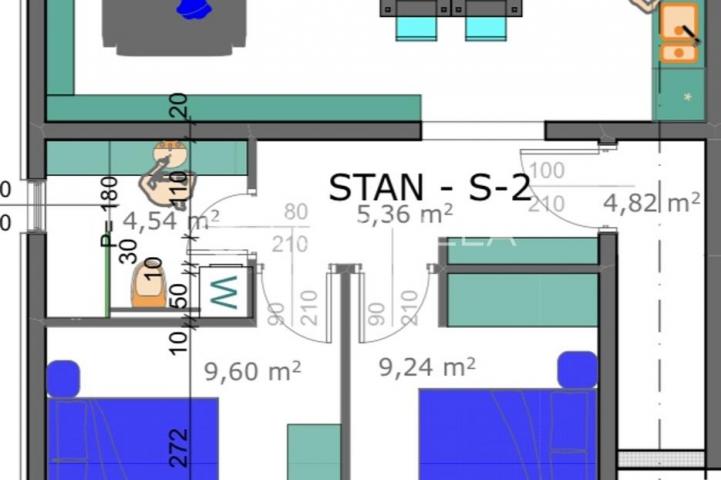 Pag, Šimuni, dvosoban stan s vrtom drugi red do mora
