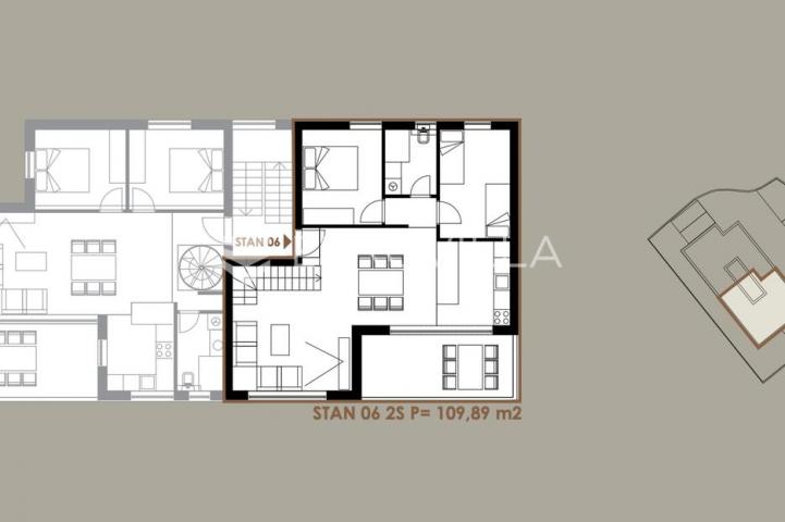 Zadar, Borik, ekskluzivan penthouse s krovnom terasom, 109,89 m², S6