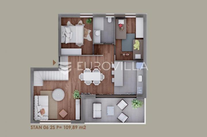 Zadar, Borik, ekskluzivan penthouse s krovnom terasom, 109,89 m², S6
