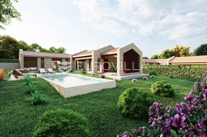 Istra, Rakotule, građevinsko zemljište s ishodovanom dozvolom za villu s bazenom, 1046 m²