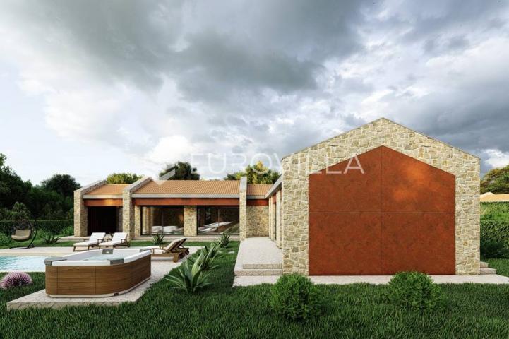 Istra, Rakotule, građevinsko zemljište s ishodovanom dozvolom za villu s bazenom, 1046 m²