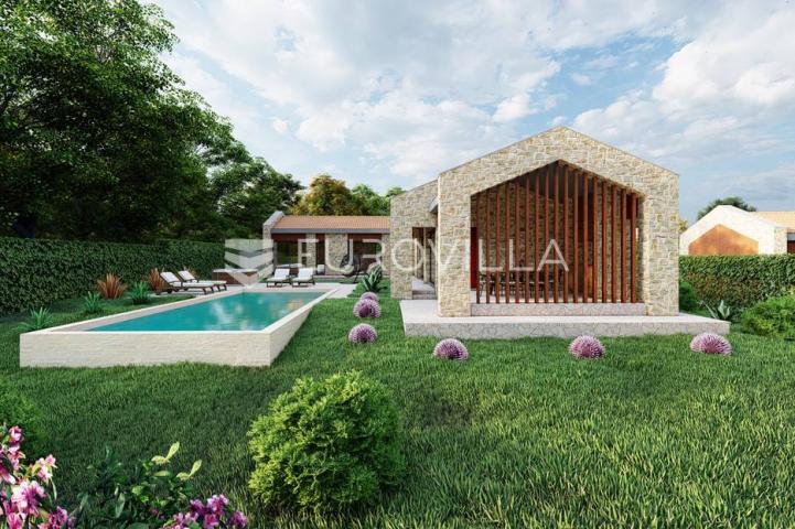 Istra, Rakotule, građevinsko zemljište s ishodovanom dozvolom za villu s bazenom, 1046 m²