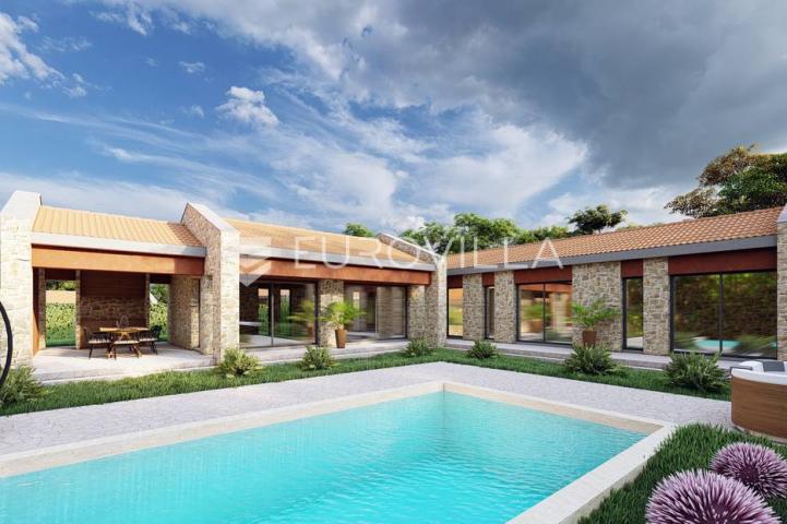 Istra, Rakotule, građevinsko zemljište s ishodovanom dozvolom za villu s bazenom, 1046 m²