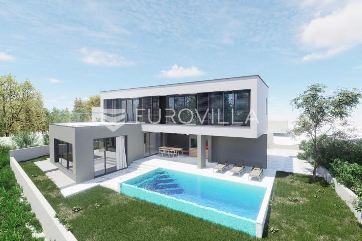 Kaštel Novi, moderna vila u izgradnji s bazenom i pogledom na more