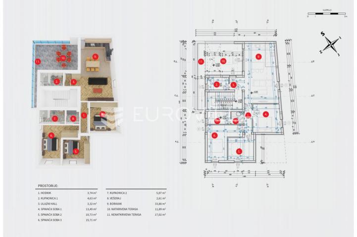Vodice, NOVOGRADNJA, moderan trosoban stan, 111,09 m²