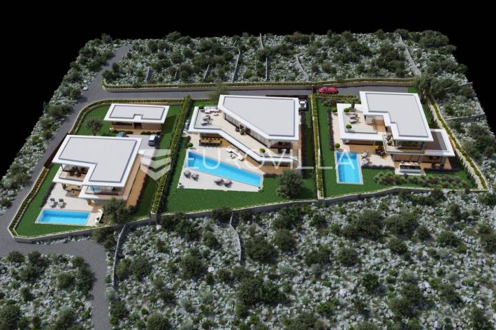Trogir, Vinišće, luksuzna, jedinstveno villa suvremenog dizajna s bazenom, pogled na more