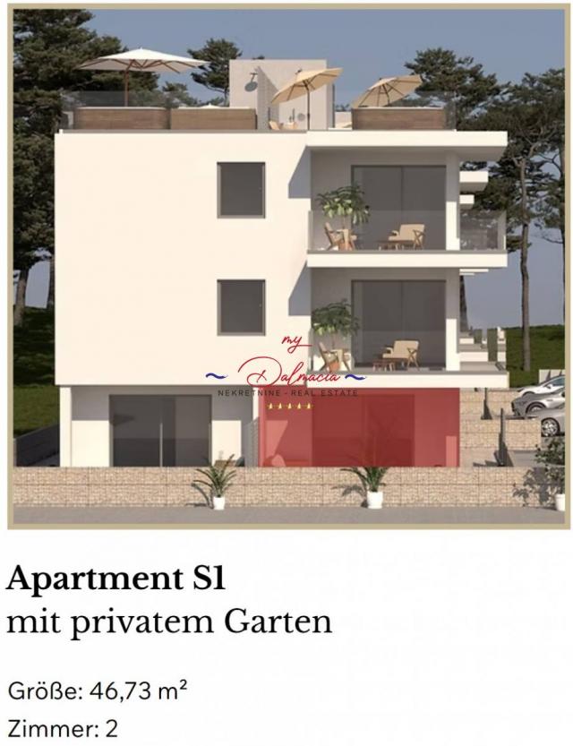 Vir 50m do mora, luksuzni apartman S1 ekskluzivna lokacija