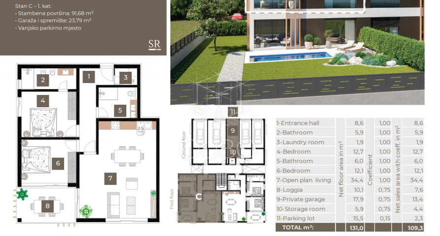 Rovinj – Luxuswohnung im 1. Obergeschoss eines modernen Neubaus