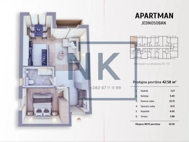 Prodaja | Jednosoban stan | 42m2 | Kolašin, Centar