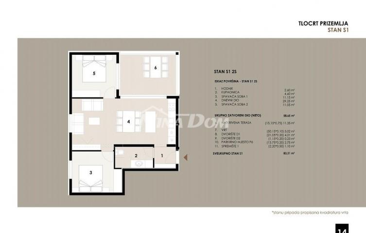 Apartman u prizemlju s vrtom, blizina mora i plaže