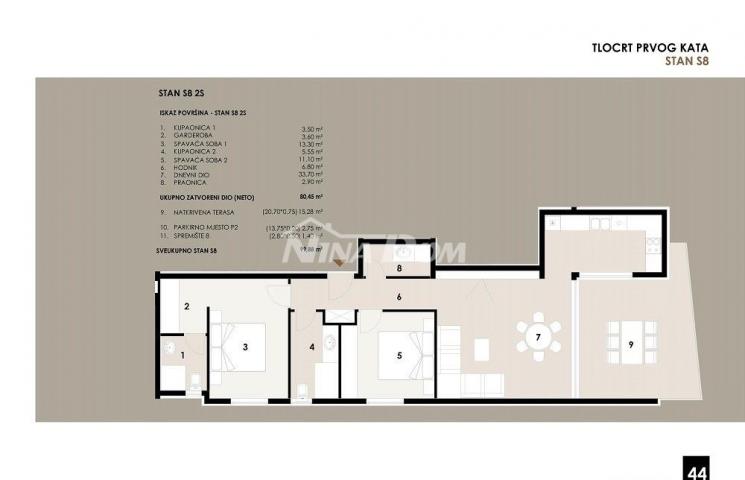 Apartman na prvom katu, dvosoban  blizina mora i plaže S8