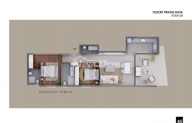 Apartman na prvom katu, dvosoban  blizina mora i plaže S8