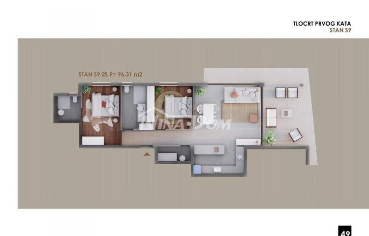 Apartman na drugom  katu, dvosoban  blizina mora i plaže S9