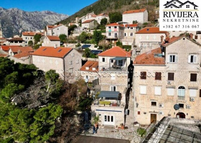 For sale two authentic stone properties on the first line by the sea Perast