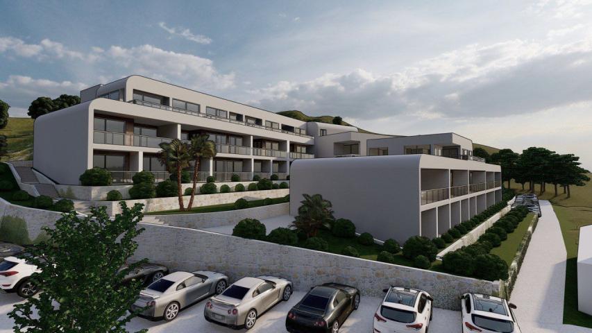 Jednosoban apartman 98.8m2 u novom kompleksu sa panoramskim pogledom na more – Tivat