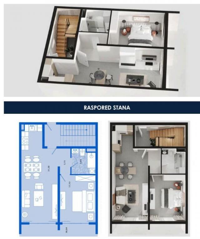 Jednosoban apartman 94.1m2 u novom kompleksu sa panoramskim pogledom na more – Tivat