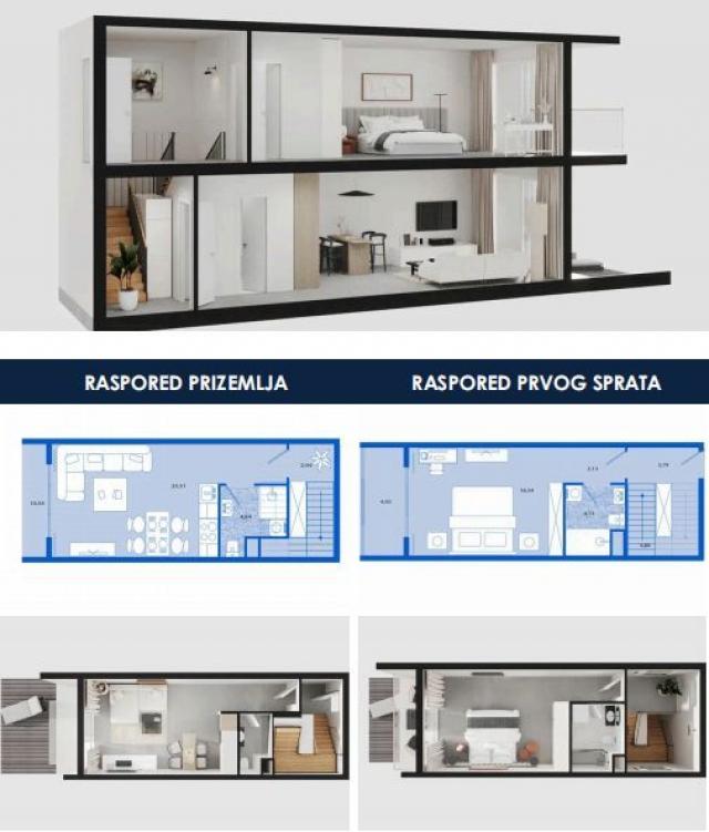 Dupleks apartman 79.72m2 u novom kompleksu sa panoramskim pogledom na more – Tivat