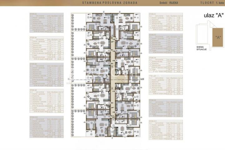 Rijeka, Srdoči, NOVOGRADNJA, dvosoban stan 54,02 m², zgrada A, stan A 23
