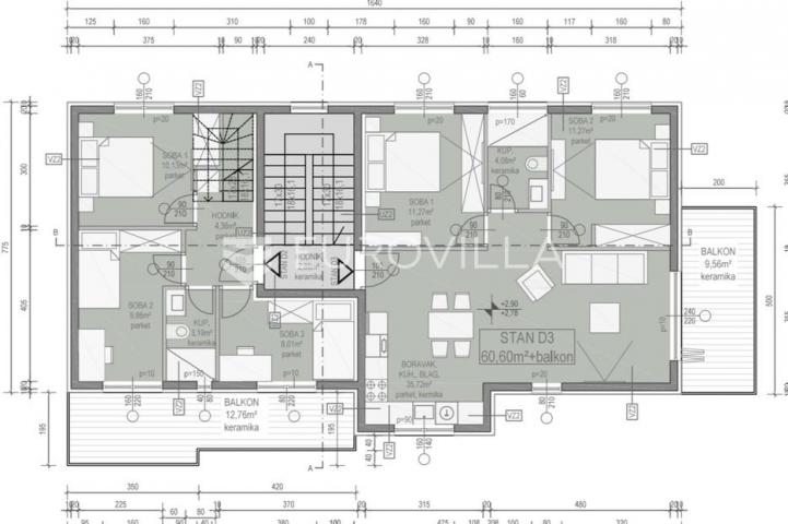 Zadar, Vir, dvosobni apartman na prvom katu od 65,40 m²