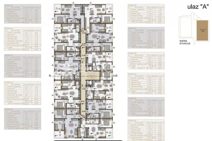 Rijeka, Srdoči, NOVOGRADNJA, trosoban stan 68,37 m², zgrada A, stan A 26