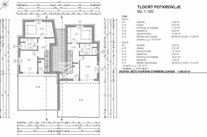 Pag, Šimuni, četverosoban penthouse u novogradnji, 100 m od mora