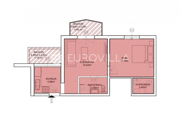 Pakoštane, jednosobni apartman S10 na drugom katu površine od 49 m², 250 m od mora
