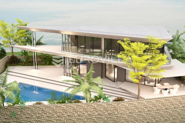 Murter, građevinsko zemljište 618 m², drugi red do mora, s projektom za kuću