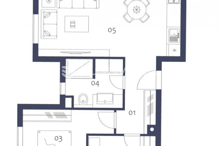 Istra, Premantura, luksuzni i komforni trosobni stan 2. kat, 67 m², 500 od mora