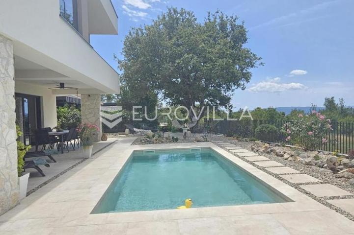 Krk, Linardići, luksuzna vila s bazenom i saunom, novogradnja, 200 m², okućnica 450 m²