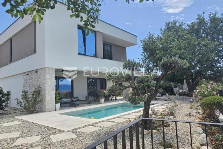 Krk, Linardići, luksuzna vila s bazenom i saunom, novogradnja, 200 m², okućnica 450 m²