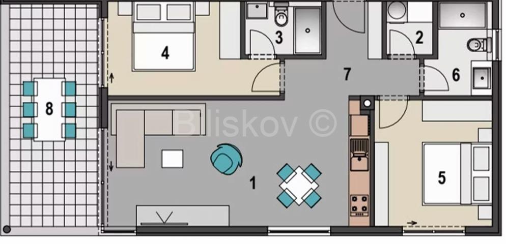 Prodaja, Pag, Mandre, novogradnja stan 77,50m2 ,1kt. zgrade, terasa