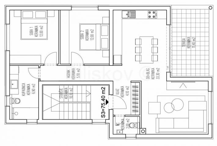 Prodaja, Pag, Mandre, novogradnja stan 83,60m2 na 2 katu zgrade, terasa