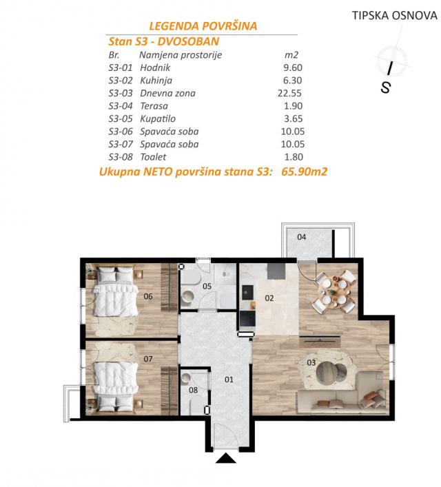Stan 65 m² na Prodaju – Zabjelo, Podgorica